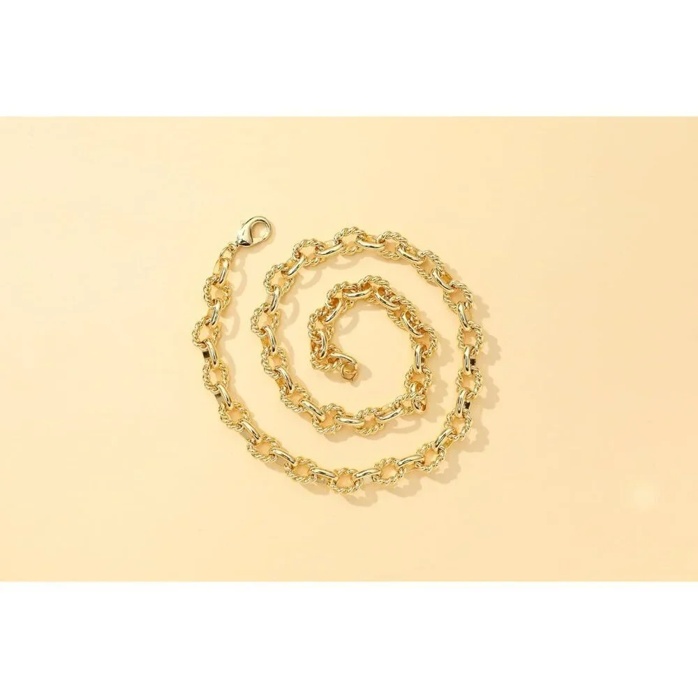 Women Gold 14K Gold Plated Chunky Adjustable Link Choker Chain Hip-Hop Necklace